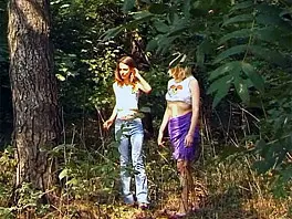 Lesbian sex in the forest