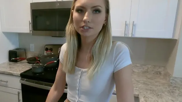 Emma Sirrus Strips In The Kitchen