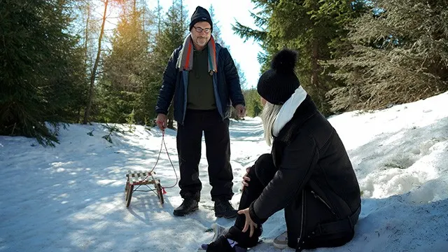 Sled and Fireplace Adventure