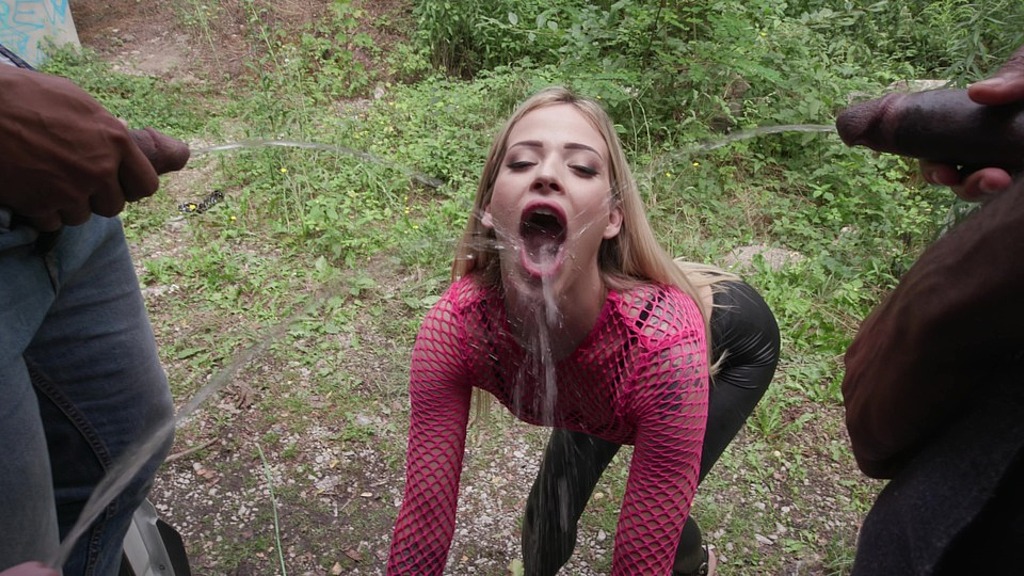 hitch-hiking wet, ria sunn, 6on1, balls deep, dap, rough sex, big gapes, pee drink, pee shower, cum in mouth, swallow