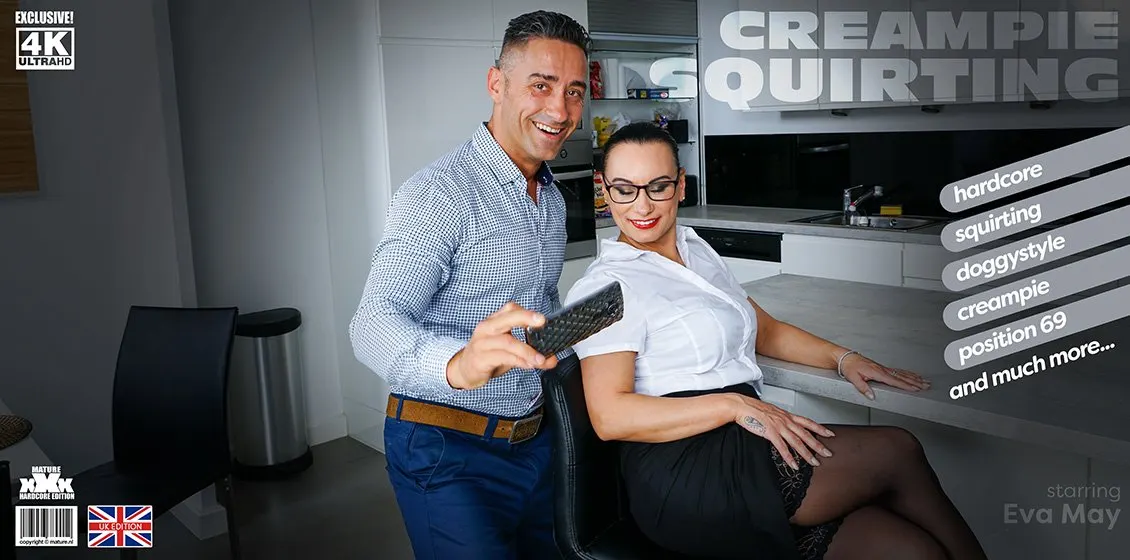 MILF Eva May is ready for her squirting orgasm and waiting for a creampie