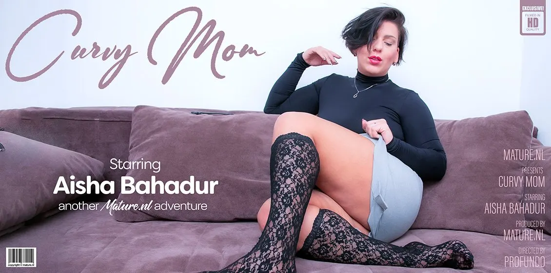 Curvy Mom Aisha is playing with her wet shaved pussy