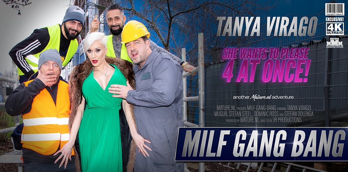 Hot big breasted Milf Tanya Virago is the center of a good hard Gang Bang