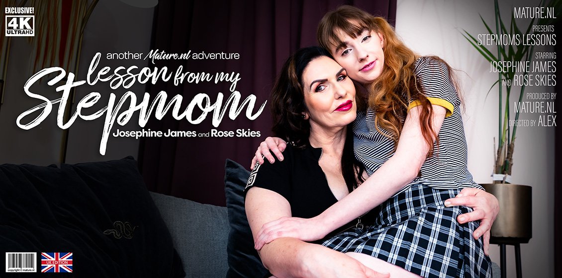 MILF Josephine James has a very naughty lesson to teach to her stepdaughter Rose Skies