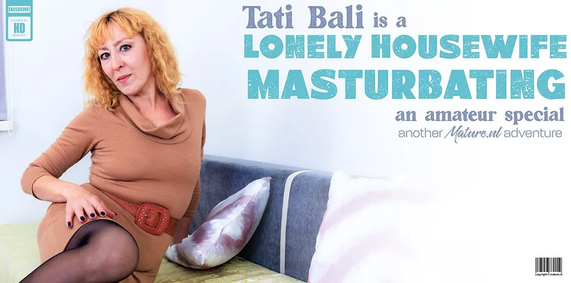 Tati Bali is a horny housewife that loves to play with her wet shaved pussy when she's alone