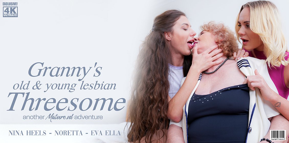 Grandma Noretta ends up in an old and young lesbian threesome with two hot teeny babes