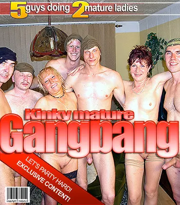 Mature amateur gang bang