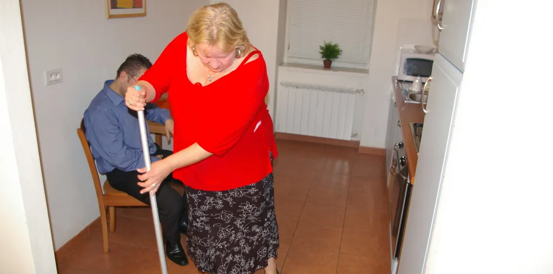 Man fucks his mature cleaning lady