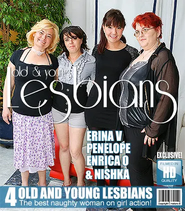 Four horny lesbians licking eachohters juicy pussy and ass