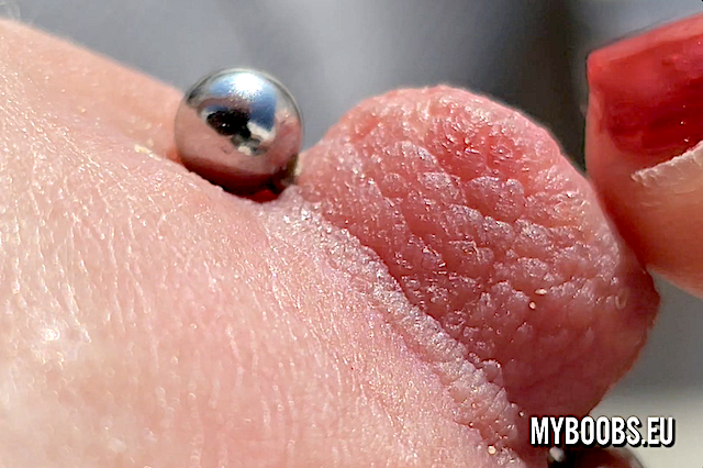 Close Up Nipples Piercing Play