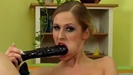 Jane Darling blonde teen and big black dildo