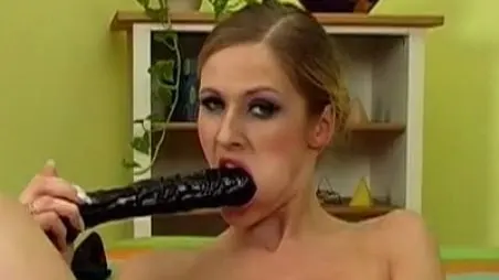 Jane Darling blonde teen and big black dildo