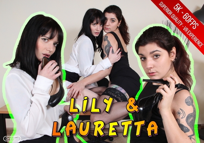 Sensual Lauretta and Lily take off each other’s clothes and stockings